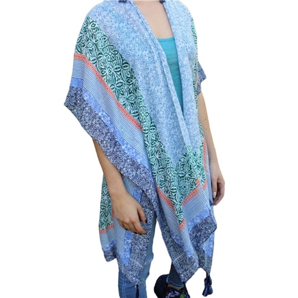 Anthropologie Accessories - Do everything in love Anthropologie Multi Colored Kimono with Tassels